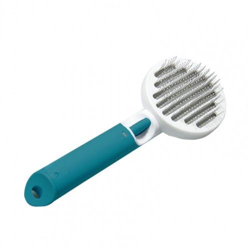 Brosse de Massage en acier inoxydable pour animaux de compagnie, peigne incliné, dents, facile à utiliser, brosse de toilettage pour chat:  Green Round