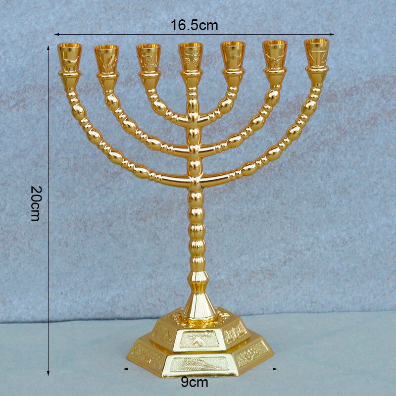 Bougeoirs du christ Menorah à 7 branches, support de lampe doré, temple saint, prière musulmane, chandelier, articles religieux, maison: 193-Big