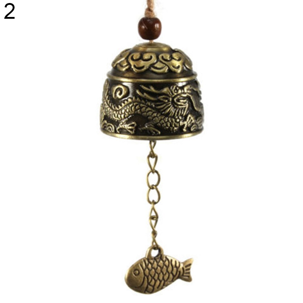 Campana de Feng Shui de dragón/pez a la , buena suerte, fortuna, carillón de viento, decoración decorativa, artesanías, 1 ud.: 2