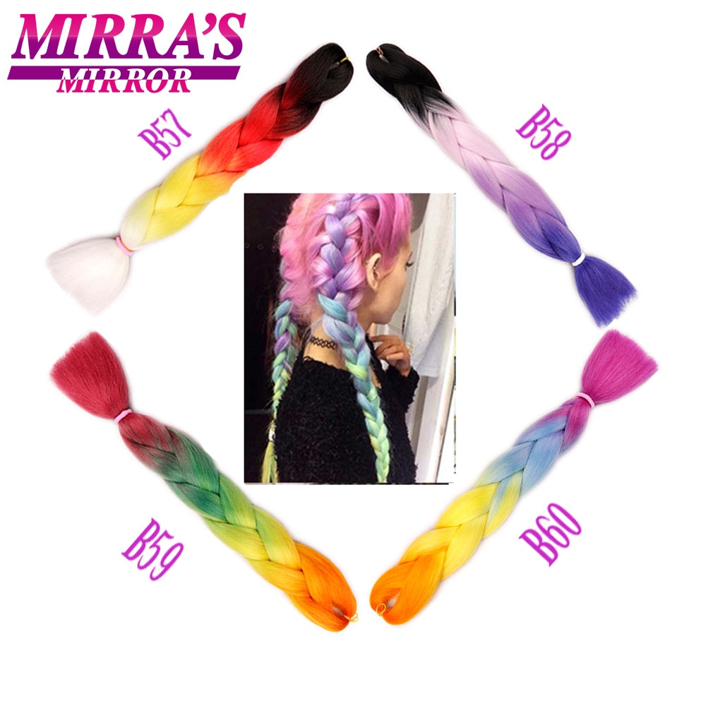Mirra's Mirror 5pack Ombre Braiding Hair Synthetic Crochet Hair 24" 100g/Pack Jumbo Braids Hair Extension Green Brown