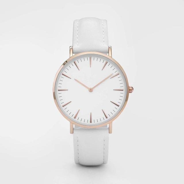 Mode Eenvoudige Lederen Dames Horloge Dames Mode Casual Wear Quartz Horloge Dames Klok Montre Femme Relojes Mujerwatch: white-A