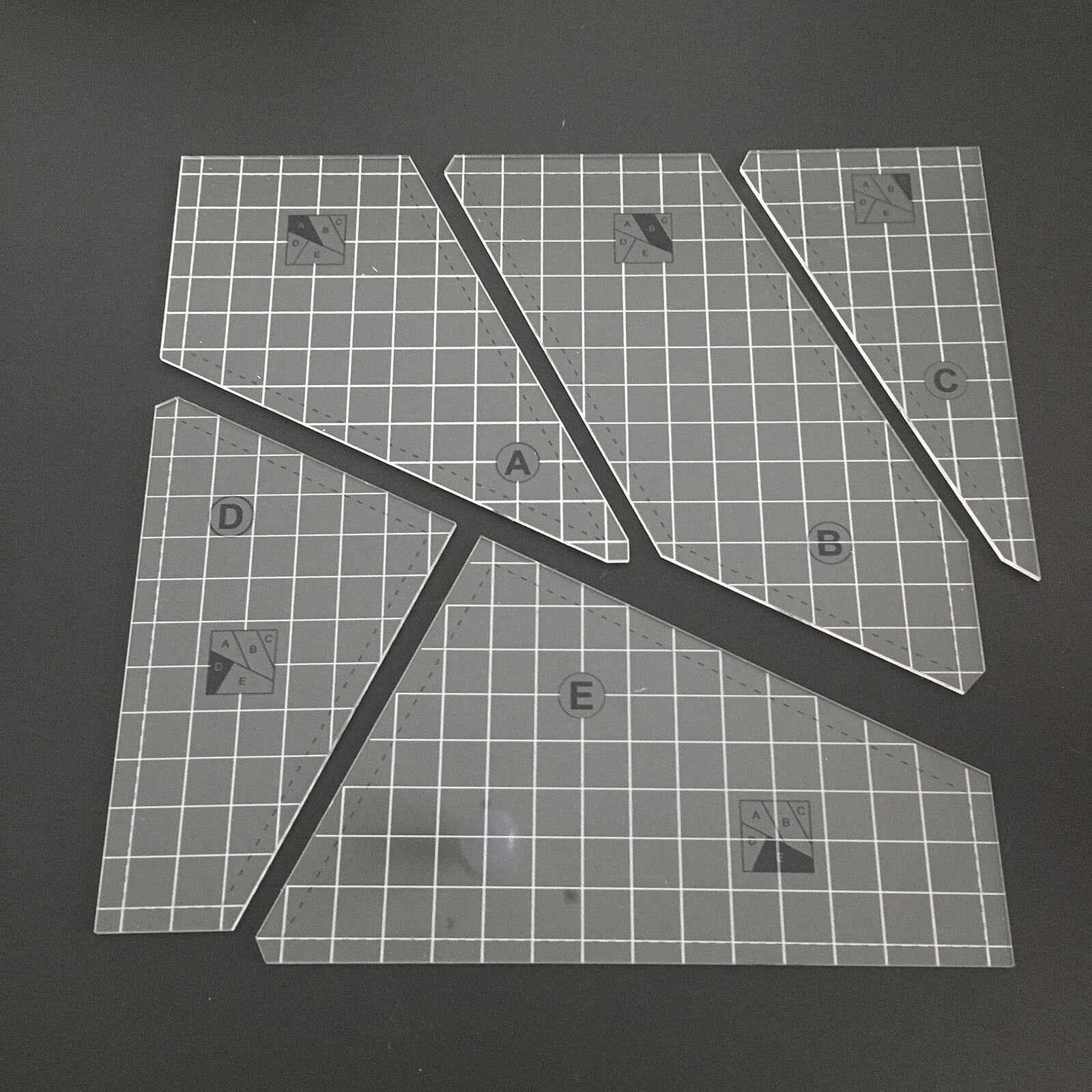 Acrylic Template 5pc Set Quilting Templates Arts Crafts Sewing Templates Sewing Tools DIY Accessory Shaped work ruler