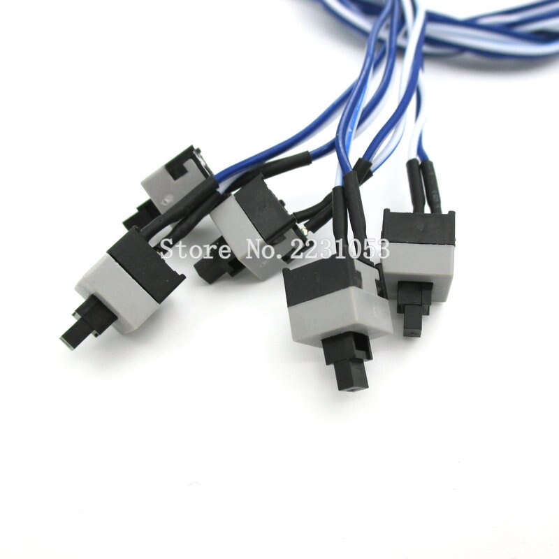 5 unids/lote PC Power pulsador momentáneo interruptor conector Cable reinicio línea longitud 50cm