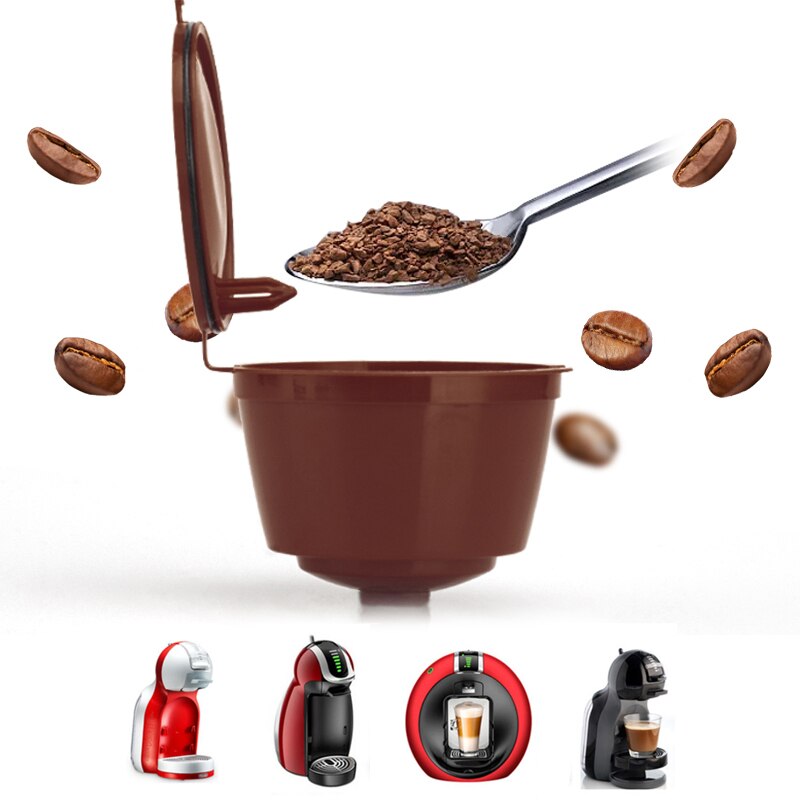 5 Pcs Herbruikbare Koffie Capsule Filter Cup Hervulbare Caps Lepel Filter Manden Zachte Smaak Zoete