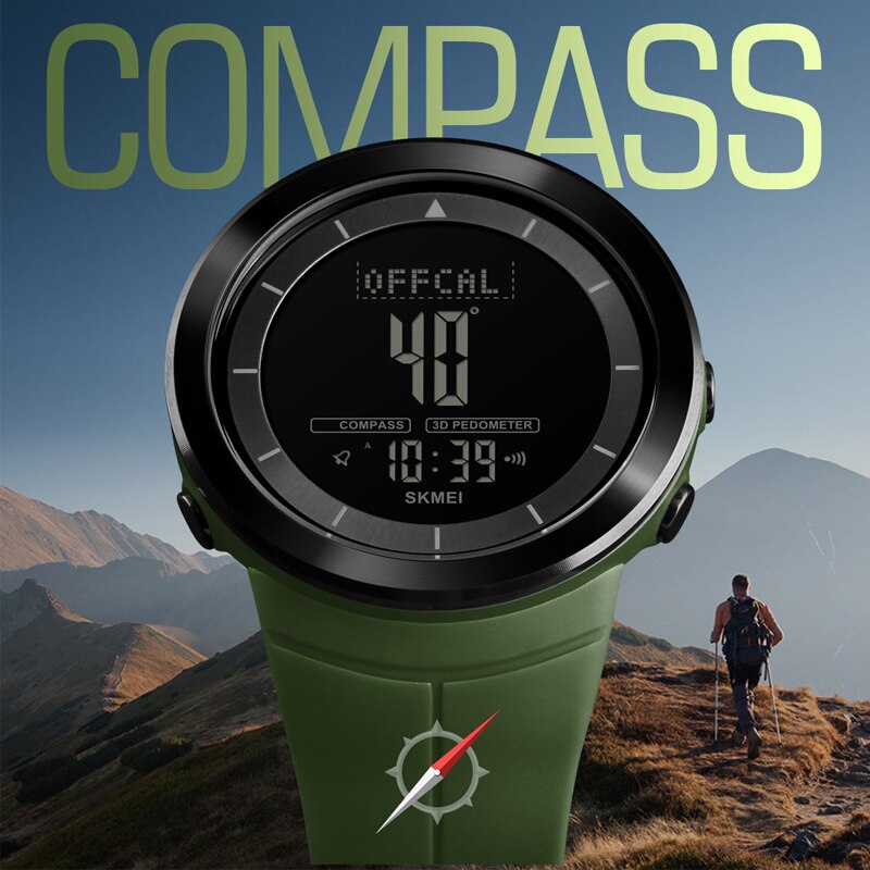 Skmei 1403 Mannen Digitale Horloge Kompas Armband Waterdicht Mannen Polshorloge Calorie Stappenteller Sport Horloges Mannelijke Klok Horloge