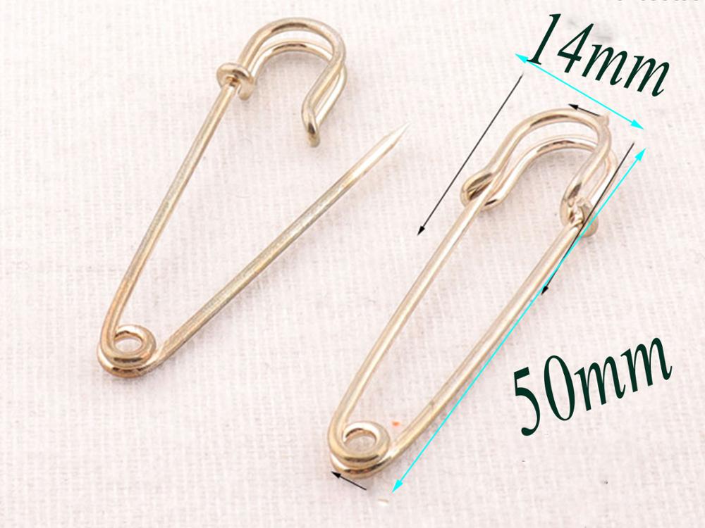 30 PCS Metal Pale Gold Safety Pin,jewelry finding charm pins,Brooch Stitch Markers Brooch Bar Safety Pins Fasteners-2"(50mm)