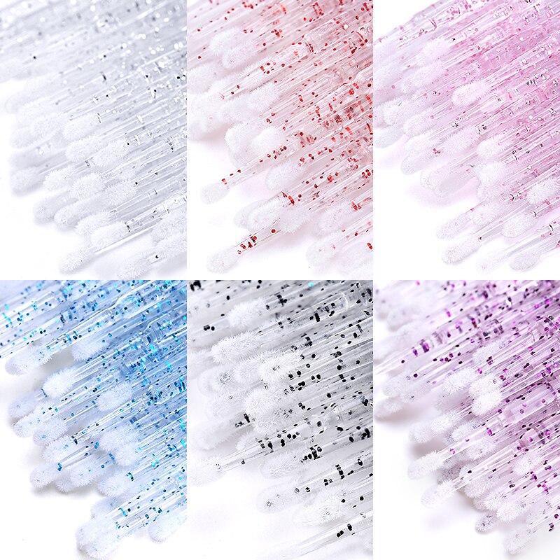 100pcs Disposable MicroBrush Eyelashes Extension Individual Lash Removing Swab Crystal Micro Brush Eyelash Extensions Tools