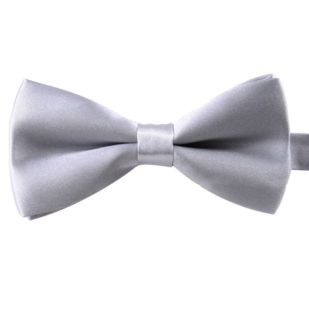 Baby kinderstropdas effen kleur verstelbare stropdas strik feest fotografie rekwisieten elastische kleurrijke vlinder satijnen feest accessoire: Zilvergrijs