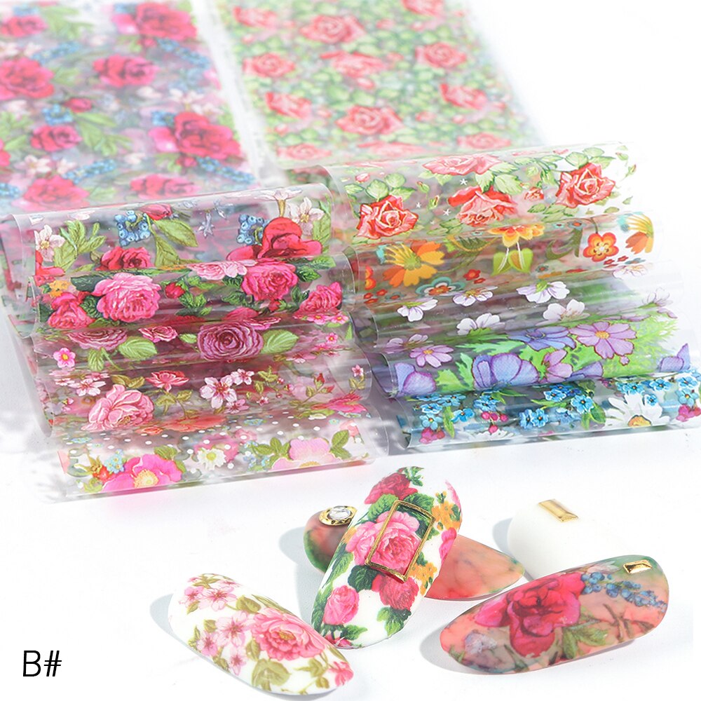 Holografisk stjärnklar nagelfolieuppsättning vit spetsblomma färggradient manikyr nail art överföring klistermärke foliedekoration dekal  sa798