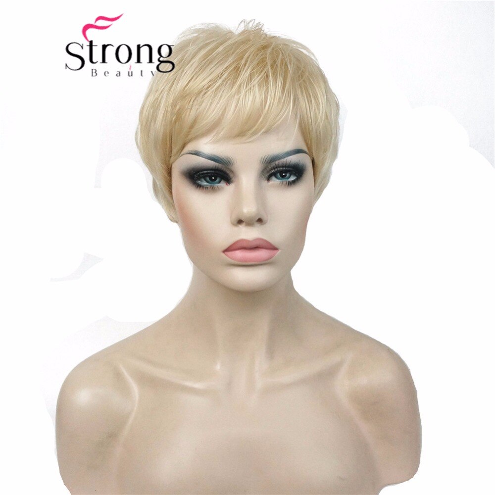 StrongBeauty Super Korte Gelaagde en Spikey Blonde Full Synthetische Pruik Pruiken Zwart Bruin KLEUR KEUZES