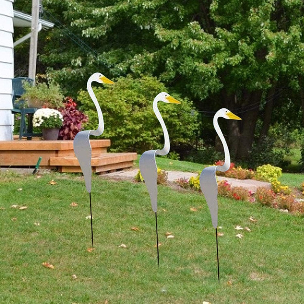 Flamingo Swirling Bird Metal Dynamic Decorative White Duck Spin The Breeze Lawn Art Ornaments Home Garden Decoration