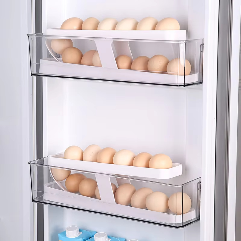 1/2/3Pcs Automatic Rolling Egg Holder Double-layer Fridge Egg Dispenser Refrigerator Kitchen Food Space-Saving Storage Organizer