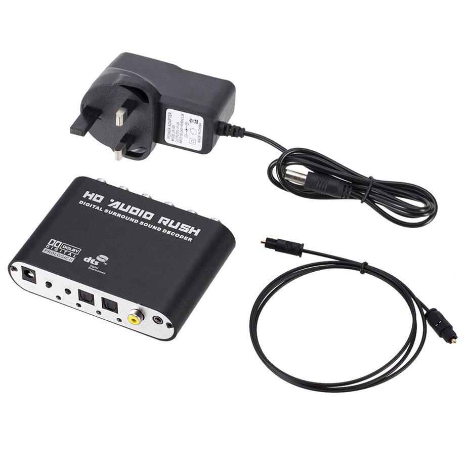 Decodificador de Audio Dolby Digital 5,1 Dts/Ac-3, amplificador óptico a 5,1 canales RCA, convertidor analógico, adaptador de Audio de sonido para Audio de TV: UKplug