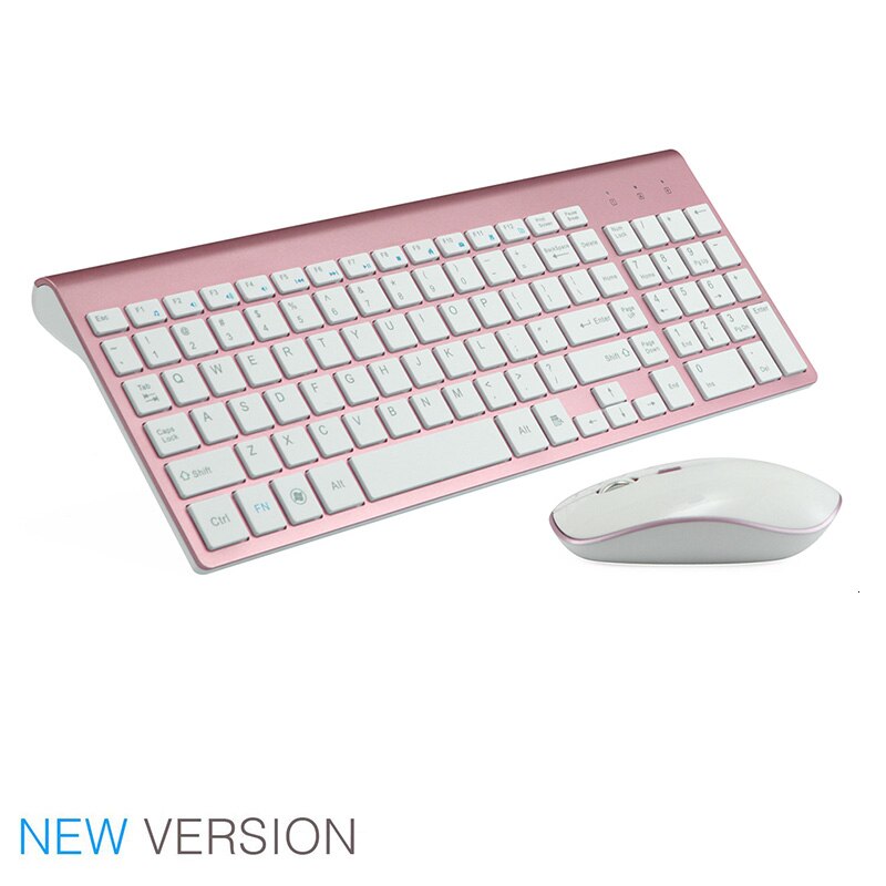 Jelly Comb — Clavier et souris multimédia sans fil, accessoire pour ordinateur 2,4G parfait pour un notebook ou portable discrets sans bruits à 102 touches: Pink Enlish version