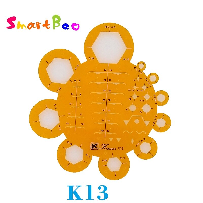 Screw Nut Drawing Stencil Hex Nut Template Ruler K13 for Pen 0.5: Default Title