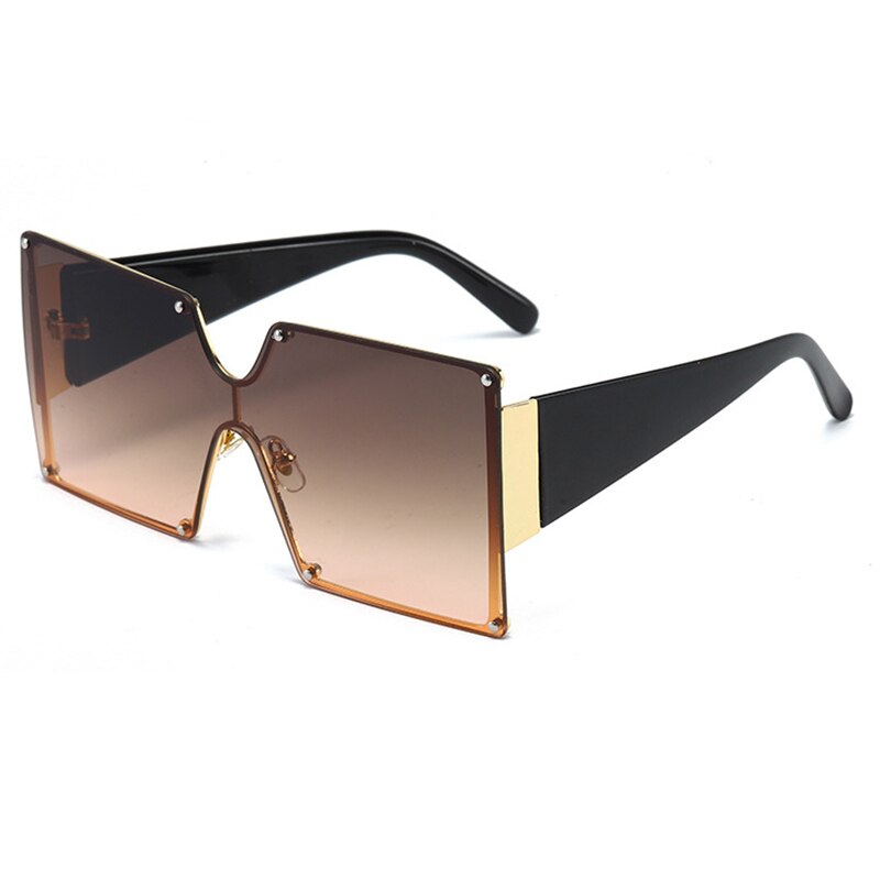 Maxjuli overdimensionerede solbriller metalstel firkantet luksusmærke kvinder spejl solbriller mænd uv store stel nuancer  cs8006: C6 brune