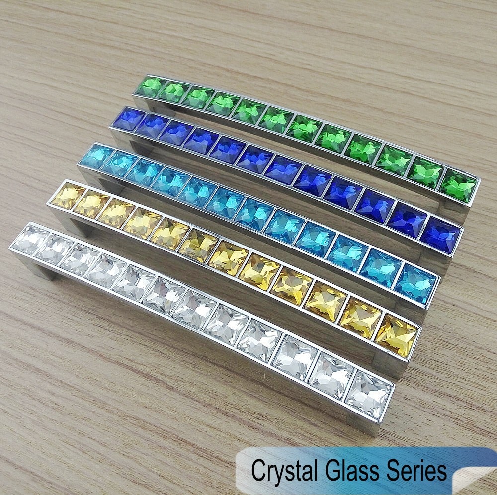 Super Shiny Real Crystal Glass 3D Diamond Handle Furniture Door Drawer Knobs Wardrobe Kitchen Cabinets Cupboard Dresser Pulls