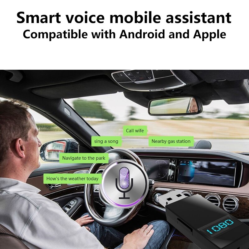 Bluetooth 5.0 o mottaker fm sender mini o sender handsfree telefonsamtale aux musikk mottaker for tv pc bil
