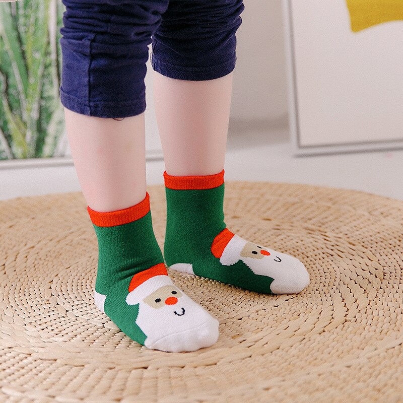 Chaussettes de noël pour enfants | En coton, bébés filles, enfants garçons, rayures, flocon de neige, Elk, père noël, ours de noël, 19
