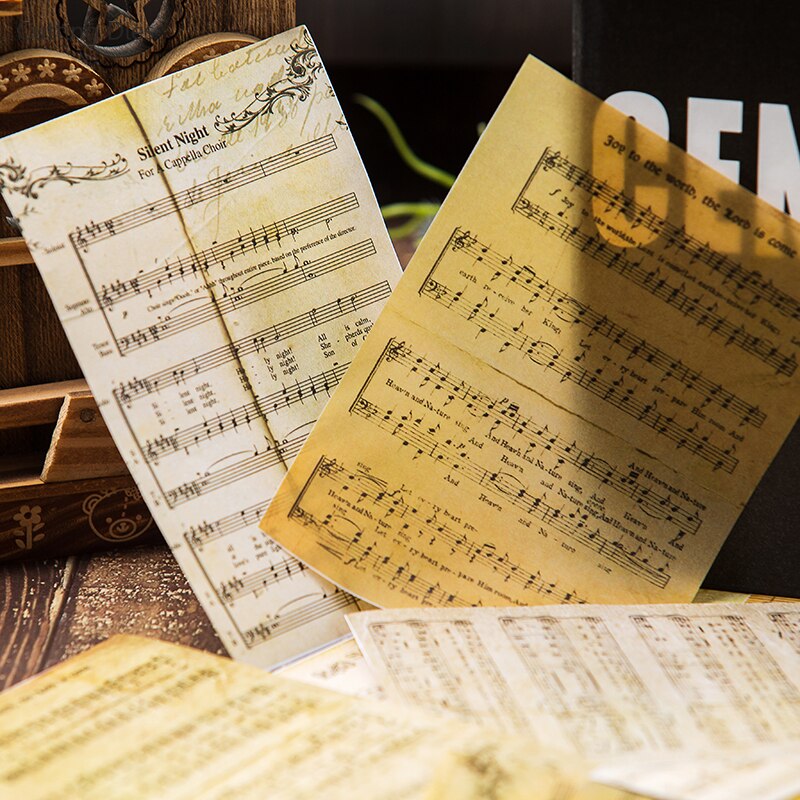 Páginas de libros de música antiguo, papel de terciopelo de fondo, diario, planificador, Scrapbooking, manualidades de papel decorativas Vintage Diy, 16 unids/lote
