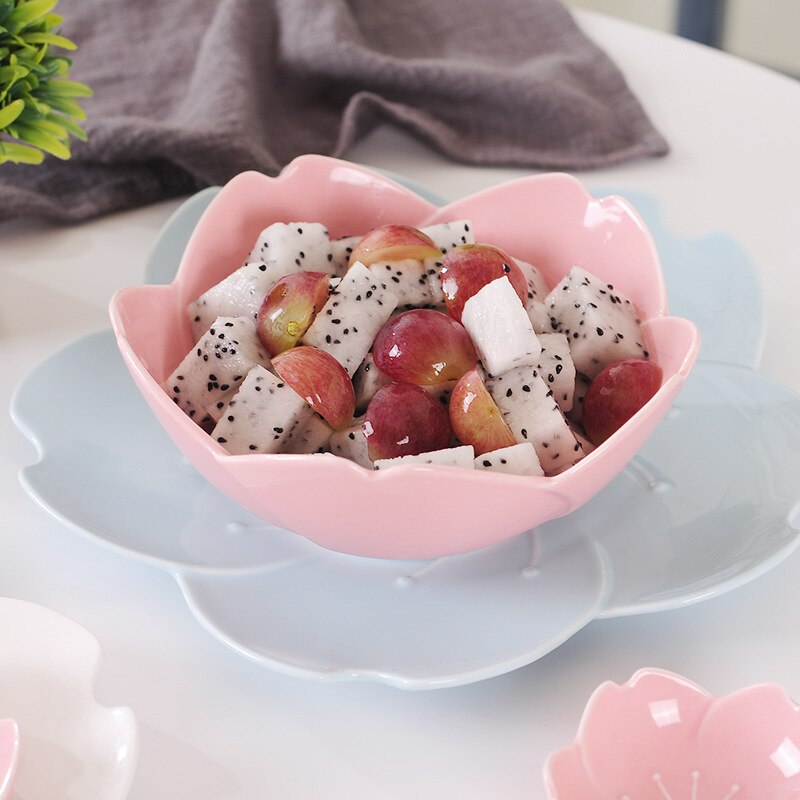 Japanese Gradient Petal Ceramic Tableware Western Dish Cup Coffee Cup Tray Sauce Plate Petal Dishes Salad Dessert Baking Bowl