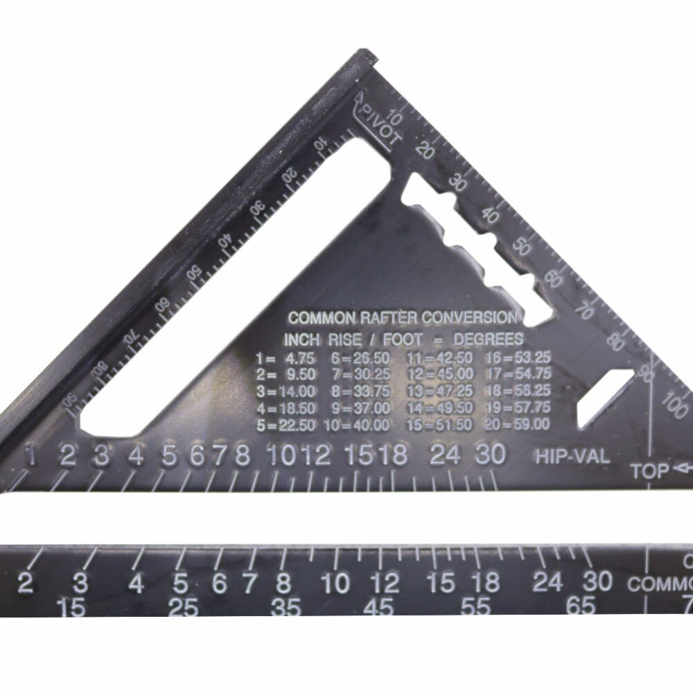 7 Inch Black Triangular Measuring Ruler Aluminum Alloy Square Layout Guide Construction Carpenter Woodworking Tools Inch And Cm