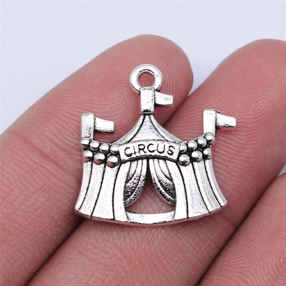 5 stücke 23x21mm Antike Silber Überzogene Zirkus Charme Anhänger Für Schmuck Machen DIY Schmuck Erkenntnisse