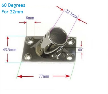 316 rustfrit stål dæk gelænder fittings rektangel forbindelsesbund flange 22mm 25mm 32mm rør yacht båd marine hardware: 60 grader 22mm