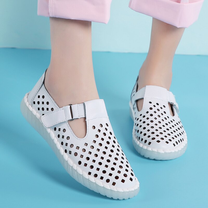 Donna Scarpe Da Passeggio Femminili Scarpe Mocassino Morbida Punta Rotonda Appartamenti Vestito Delle Donne di Autunno Piccolo In Pelle Microfibra Infermiere Estate Calzature Outdoor