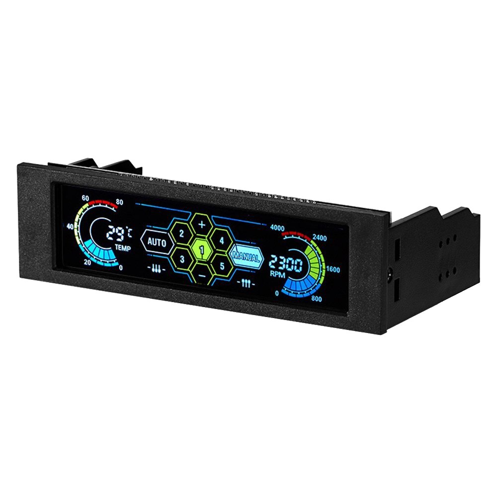 STW Fan Controller LCD Touch Screen Plastic 5.25 Inch Bay Front 5 Fan Speed Computer Cooling