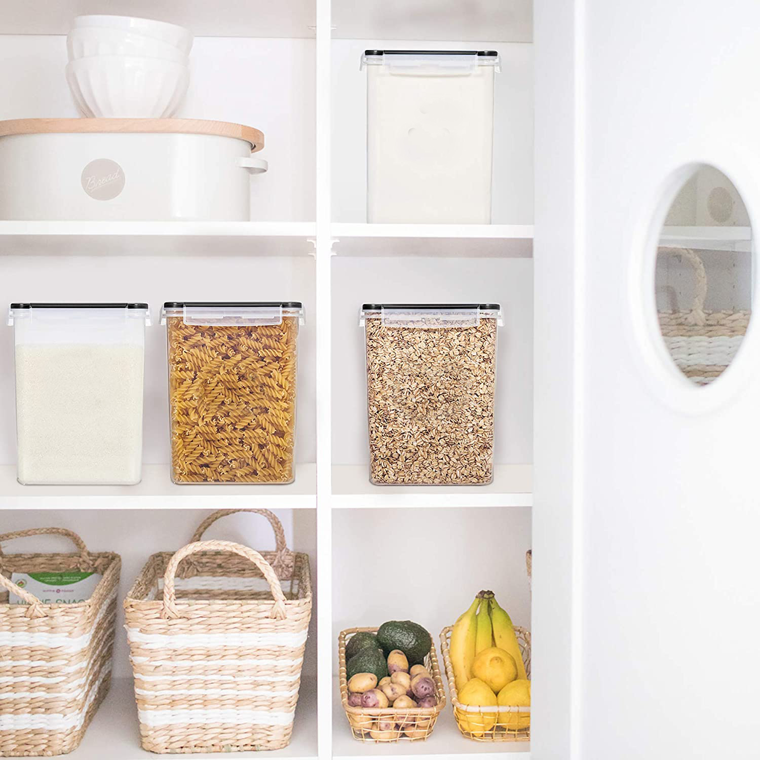 5.2L contenitori per alimenti di grandi dimensioni in plastica per farina, zucchero, forniture per cottura farina cucina dispensa scatola di plastica trasparente