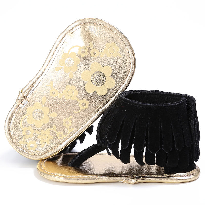 Baby Summer Shoes Baby Girls Kids Sandals Tassel Anti-Slip Summer Crib Shoes Soft Sole Prewalkers Candy Color Solid Shoes