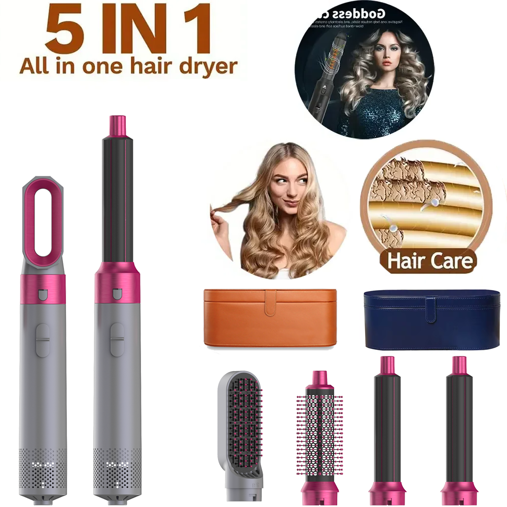 5 in 1 Hair Dryer Comb Set Curling Iron Hair Straightener Styling Tool Air wrap Hair Dryer Household