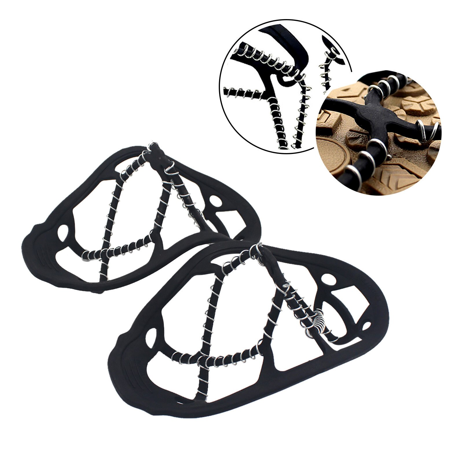 1 Pair Outdoor Climbing Mountaineering Non-slip Crampons Snow Claw Winter Walk Ice Snowshoes Steel Slip Shoe Cleat Cover Camping
