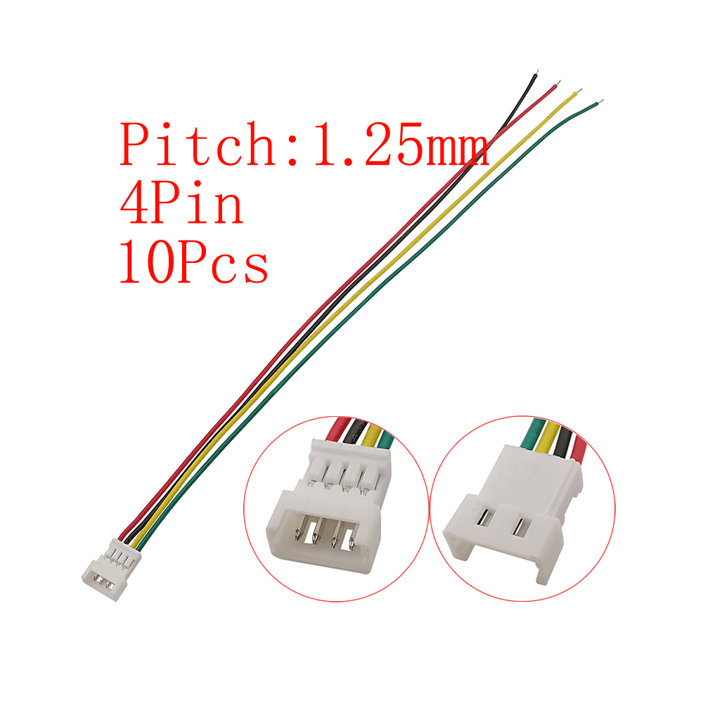 10Pcs Mini Micro JST 1.25mm Pitch Male / Female Connector 2/3/4/5/6 Pin Plug With Terminal Wires Cables Socket 150MM 28AWG: Silver