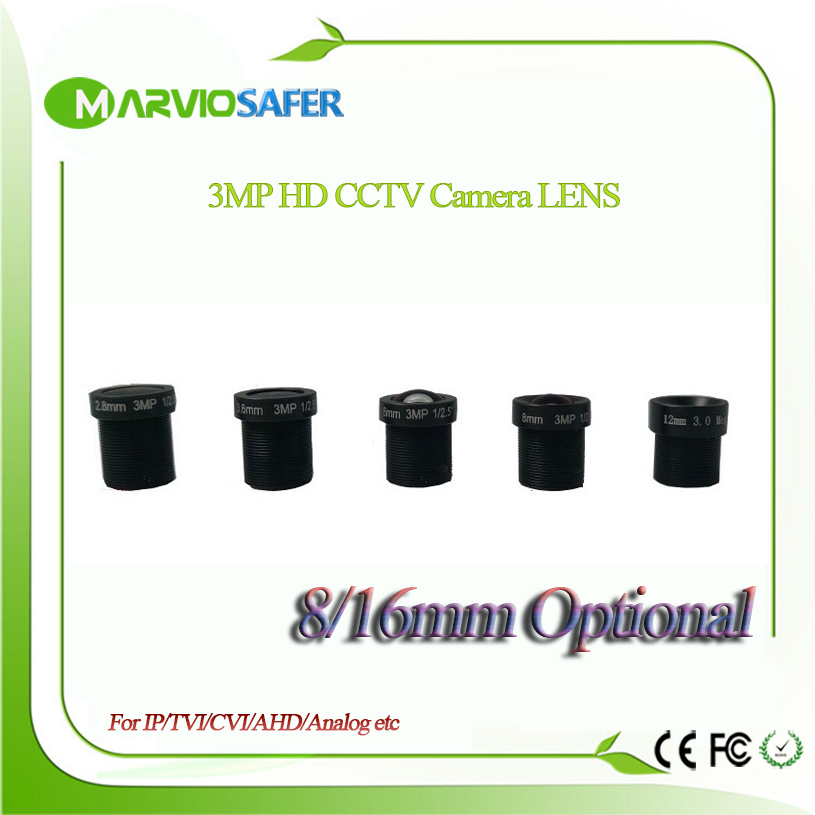 3mp fulde  hd 8 / 16mm cctv-kort kameraobjektiv ir  m12 mount  f2.0 til sikkerhed ip / ahd / cvi / tvi osv kamera
