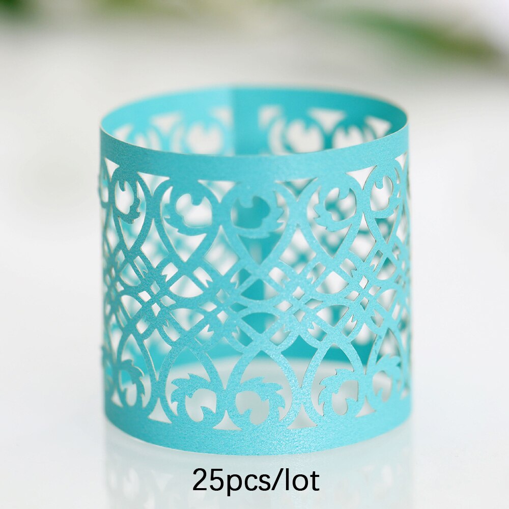 25Pcs Napkin Ring Hollow Pattern Gold and Silver Napkin Ring Wedding Party Table Decoration Kitchen Supplies Wedding Decoration: Tiffany Blue