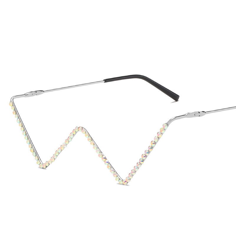 Glasses Women Triangle Half Frame Diamond Glasses Frame Retro Women Crystal Eyewear Glasses Without Lens Eyeglasses Frame: T4