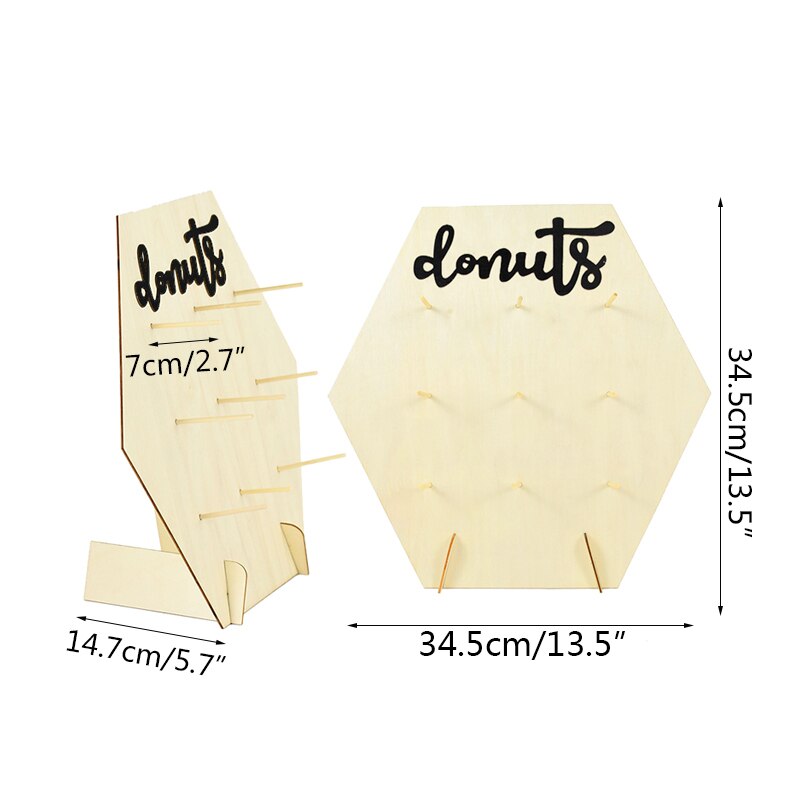 Reusable Wooden Donut Stand Wedding Decoration Table Donut Party Decor Baby Shower Birthday Party Favor Doughnut Display Stand: 1pc C04