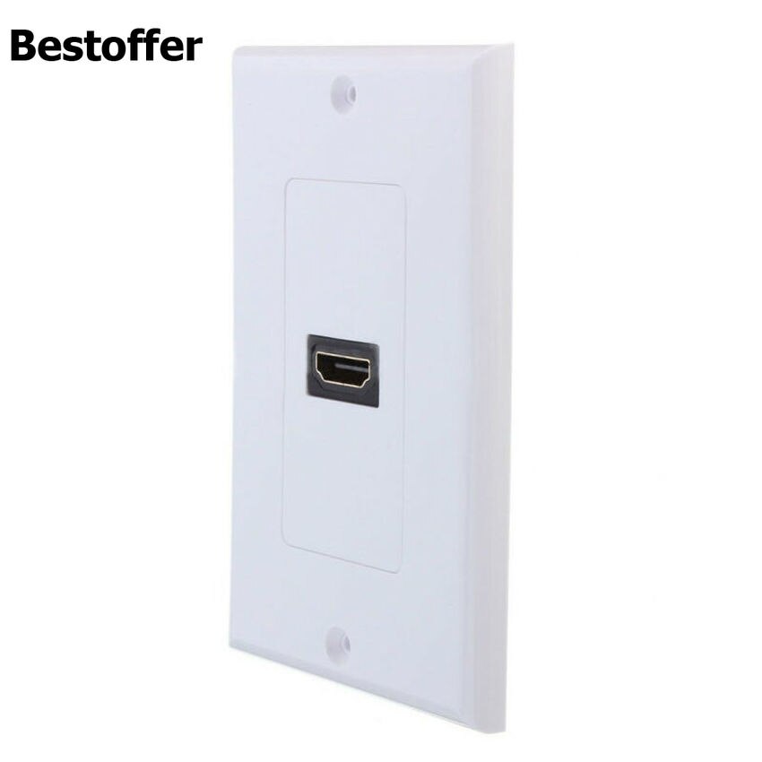 1-Port HDMI Wall Face Plate Panel Cover Outlet Extender 3D 1080P White
