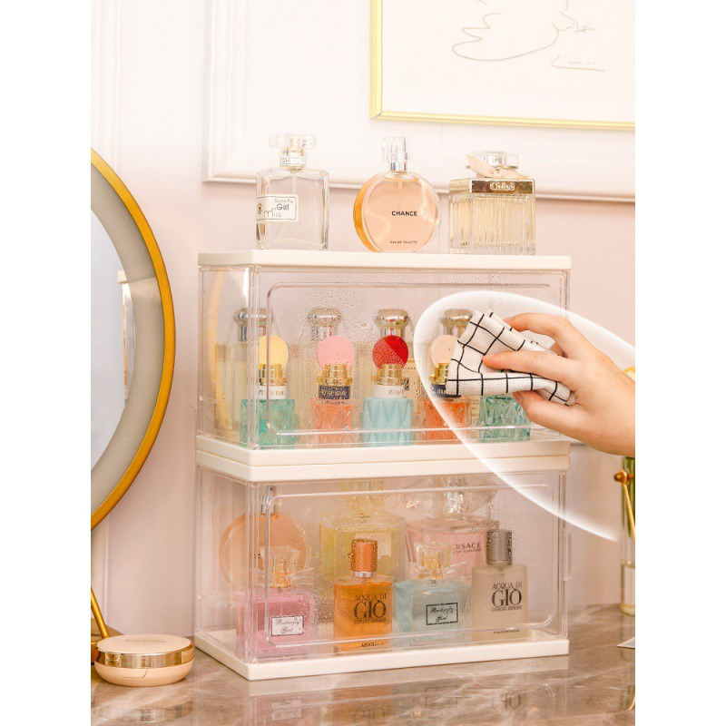 Acrylic Display Cabinet Perfume Storage Clear Cosmetic Storage Box Dustproof Animation Figures Nail Polish Jewelry Display Stand