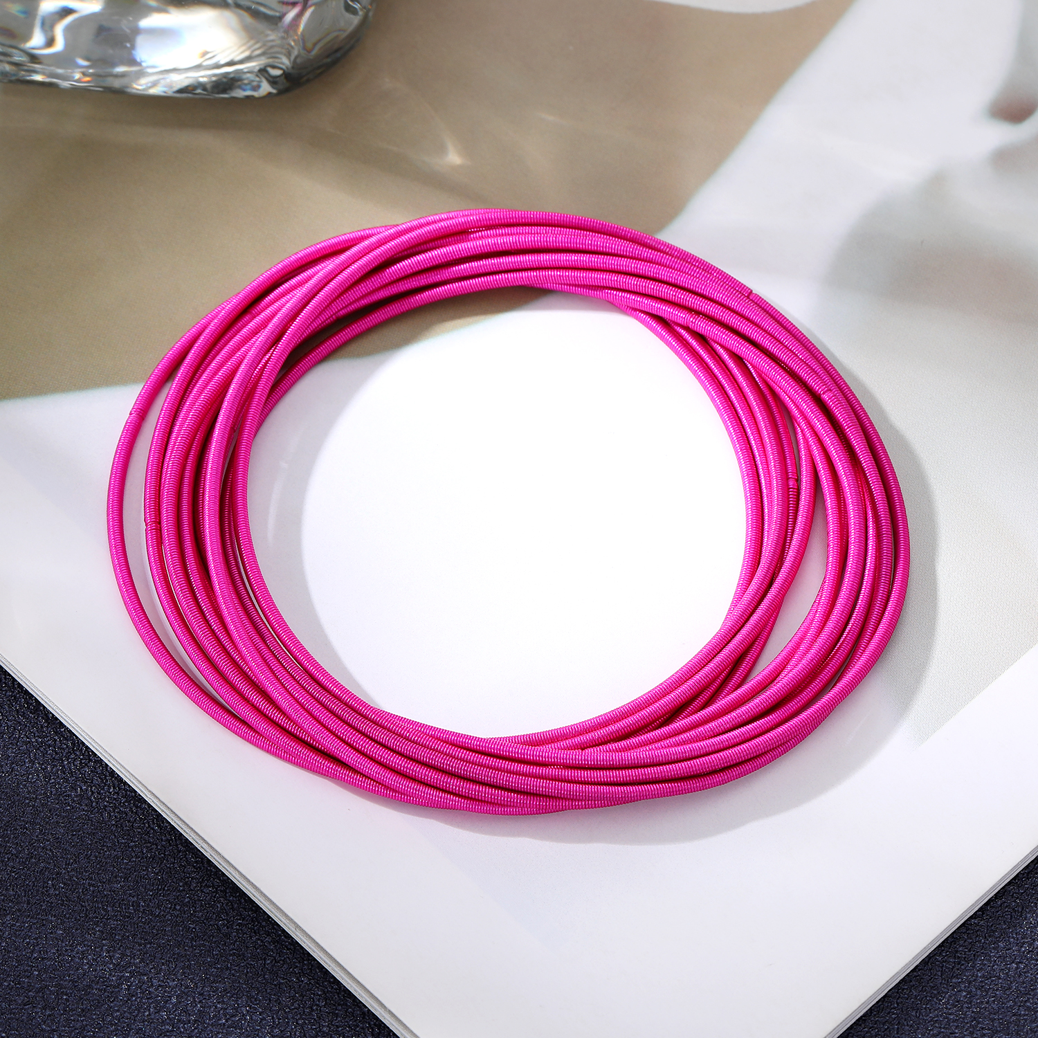 Stainless Steel Spring Bracelet Set Bohemian Style Color Bracelet 12 laps Set: Black Gun Plated