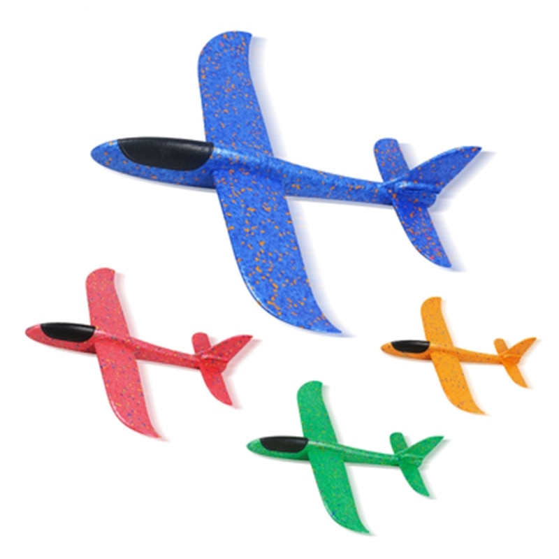 Diy hånd kaste 48cm flyvende fly legetøj til børn udendørs sports skum fly model cyclotron svævefly drenge spil figur