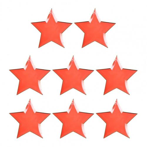8Pcs/Set Disposable Paper Plate Star Shape Party Plates Bright-color Tableware for Wedding Picnic Birthday platos desechables: Red