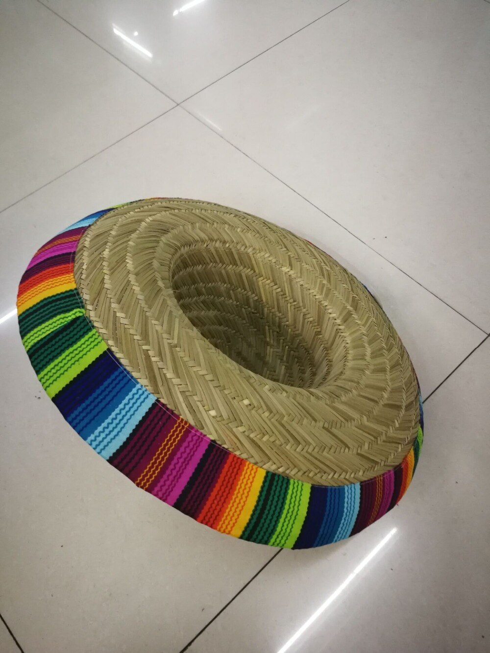 Naturlig mænd strå mexicansk sombrero hat kvinder farverig fødselsdagsfest dekoration bordplade fest hatte  l3