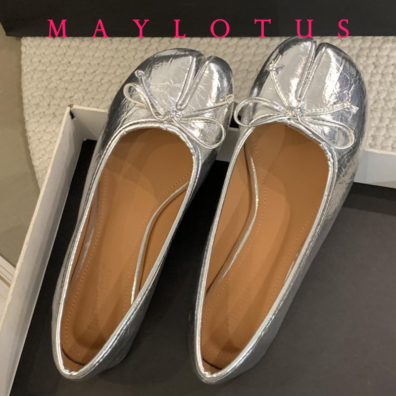 Tabi-schoenen met gespleten neus Instapper van microvezel Comfortabele pantoffels Loafers met zachte bodem Stevige damesmocassins met strik