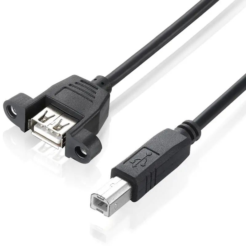 Usb 2.0 Afdrukken Datakabel Met Oren, B Man Naar Een Vrouw, Met Schroefgaten Die Kunnen Worden Bevestigd, Usb Vrouw Naar Mannelijke Printkabel