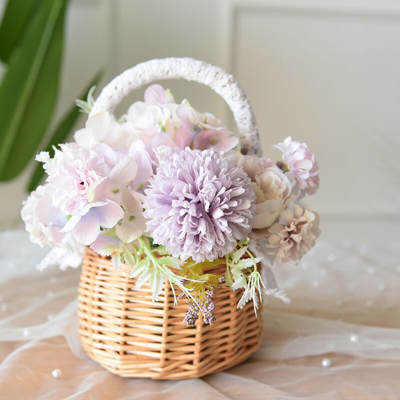 basket wicker hand-held flower basket floral flower arrangement bridal flower basket rattan mini bamboo basket storage basket
