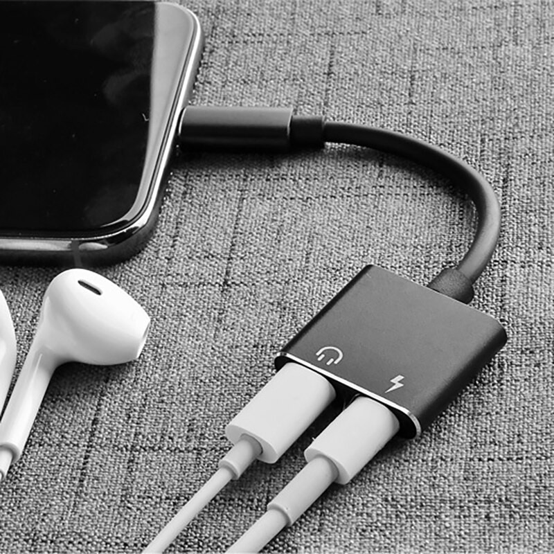 2-in-1 Male to Dual Lightning Jack Female Adapter for iPhone 7 8 12 11 Plus X Fast Charging Portable Quick Charger Audio Adaptor