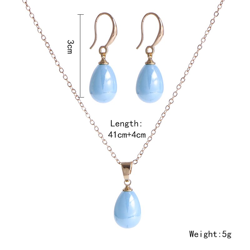 KOMI Polynesian Hawaiian Pohnpei Chuuk Marshall Style Imitation Pearls Copper Teardrop Necklace Pendant Earrings Jewelry Set